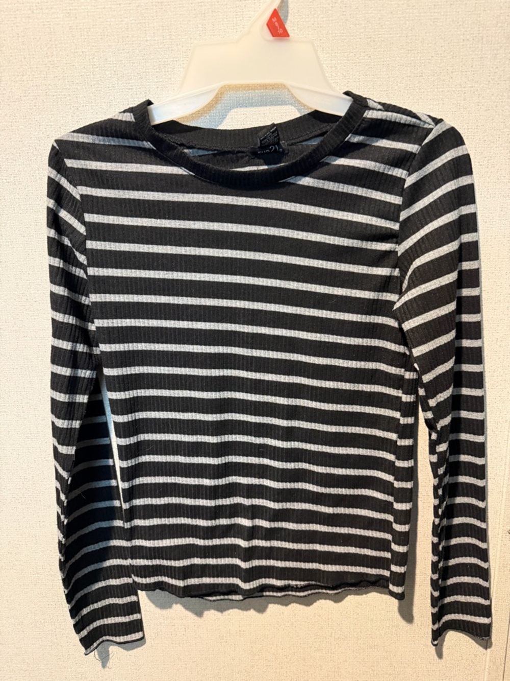 Rue21 Black and Grey Striped Long Sleeve Tee